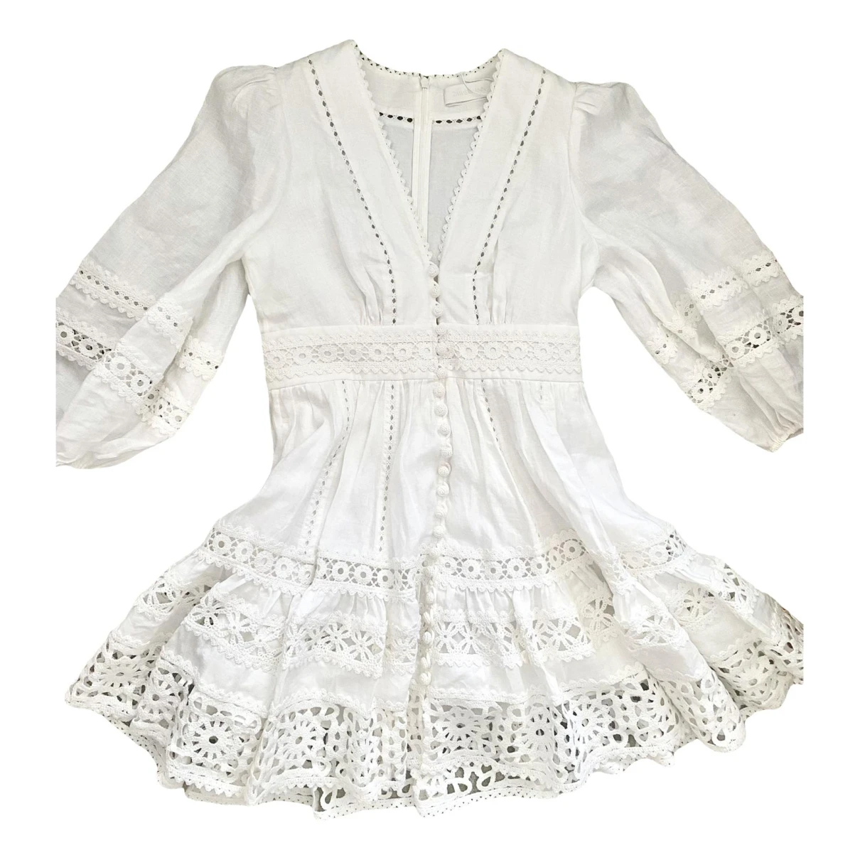 Pre-owned Zimmermann Mid-length Dress In White