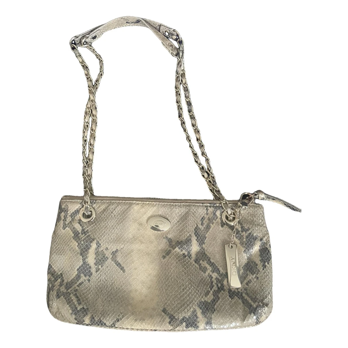 Pre-owned Dkny Patent Leather Handbag In Gold