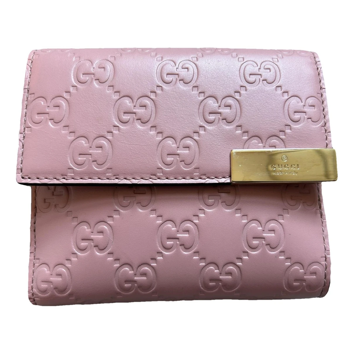 Pre-owned Gucci Continental Leather Wallet In Pink