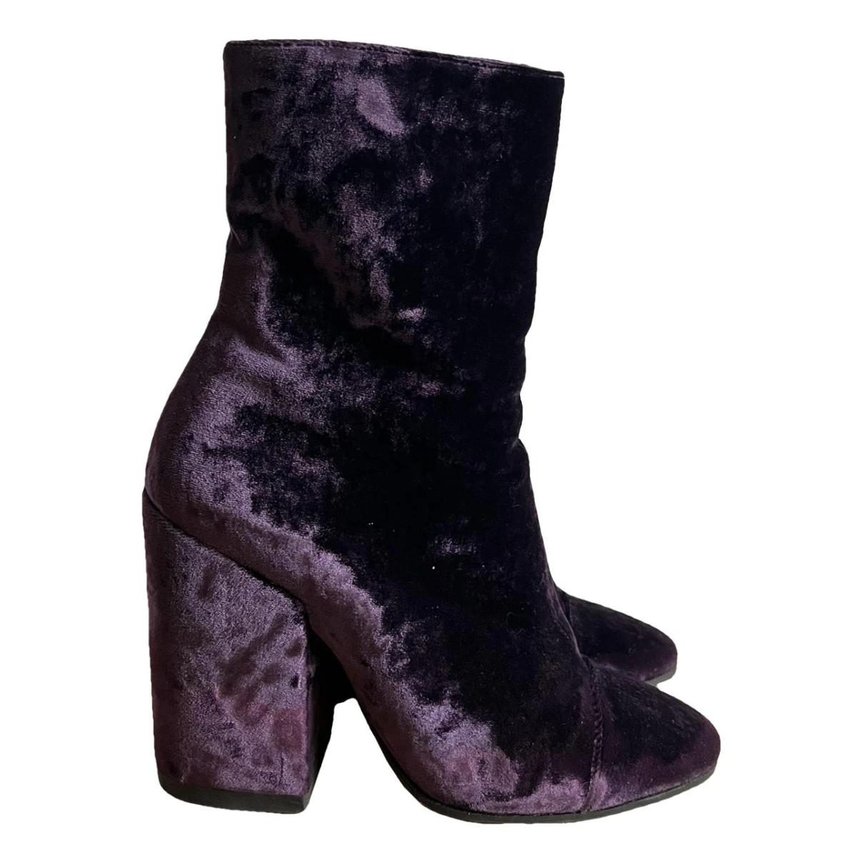 Pre-owned Dries Van Noten Velvet Boots In Purple