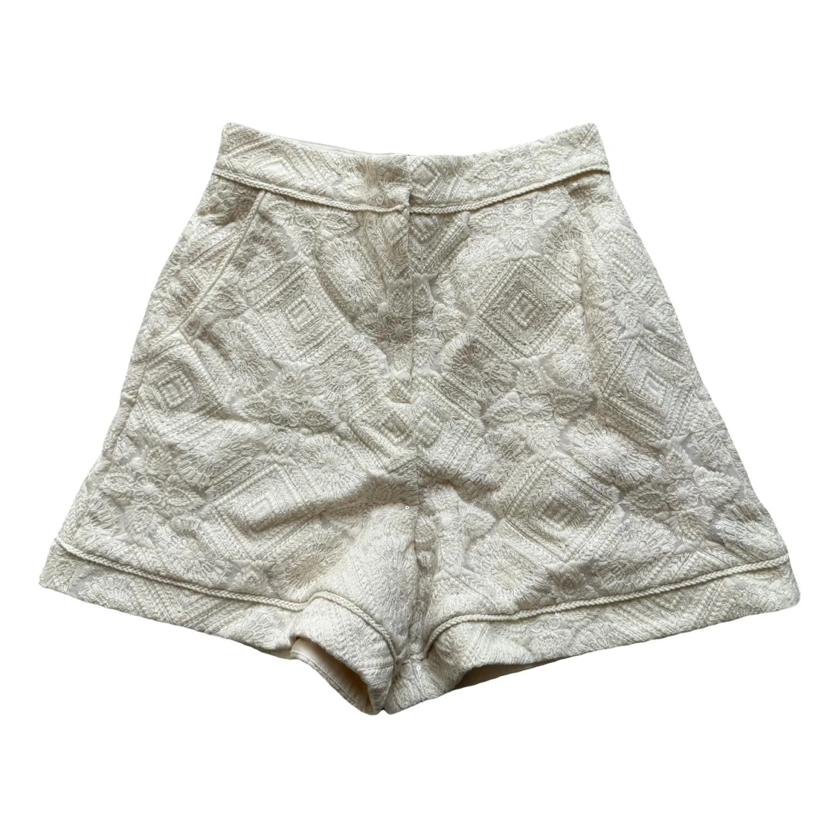 Pre-owned Maje Spring Summer 2021 Glitter Shorts In Beige