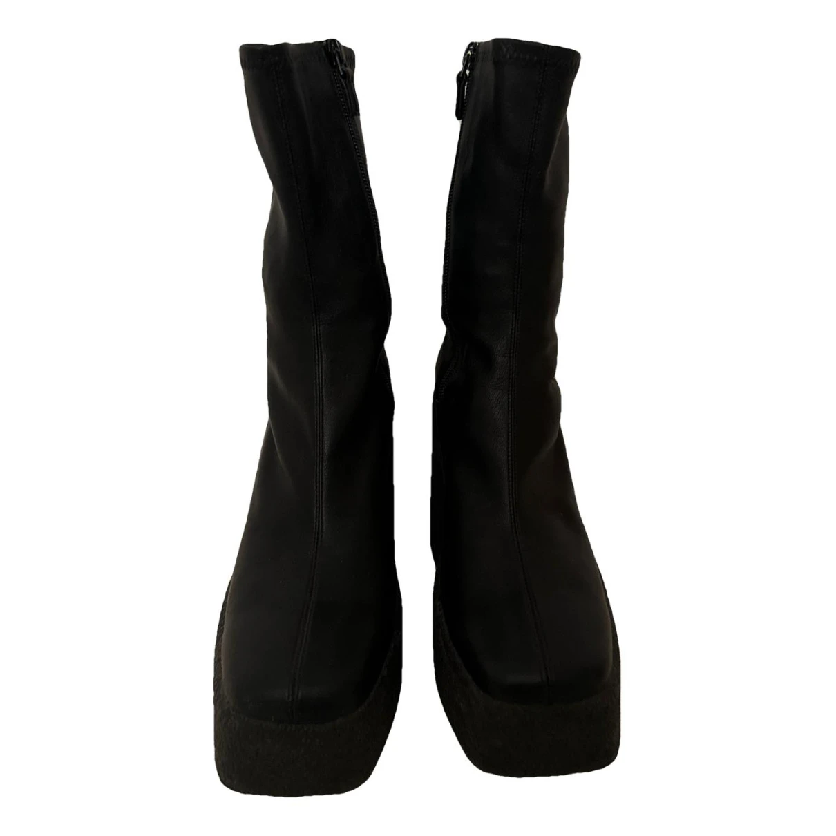 Pre-owned Stella Mccartney Vegan Leather Boots In Black