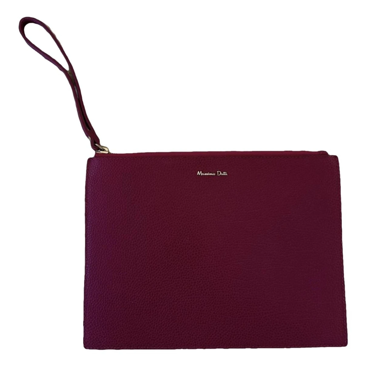 Pre-owned Massimo Dutti Leather Clutch Bag In Purple