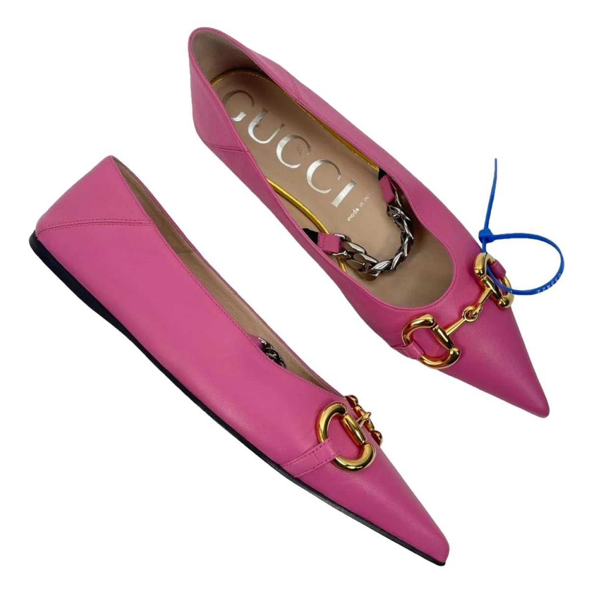 Pre-owned Gucci Leather Flats In Pink