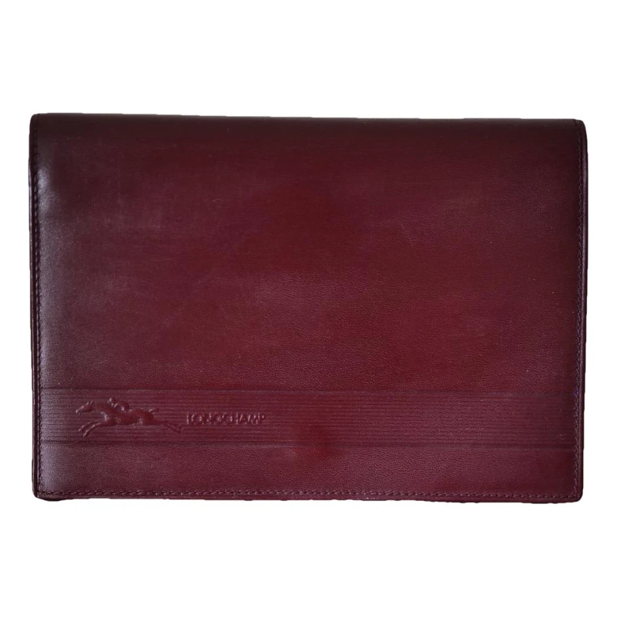 Pre-owned Longchamp Leather Wallet In Burgundy