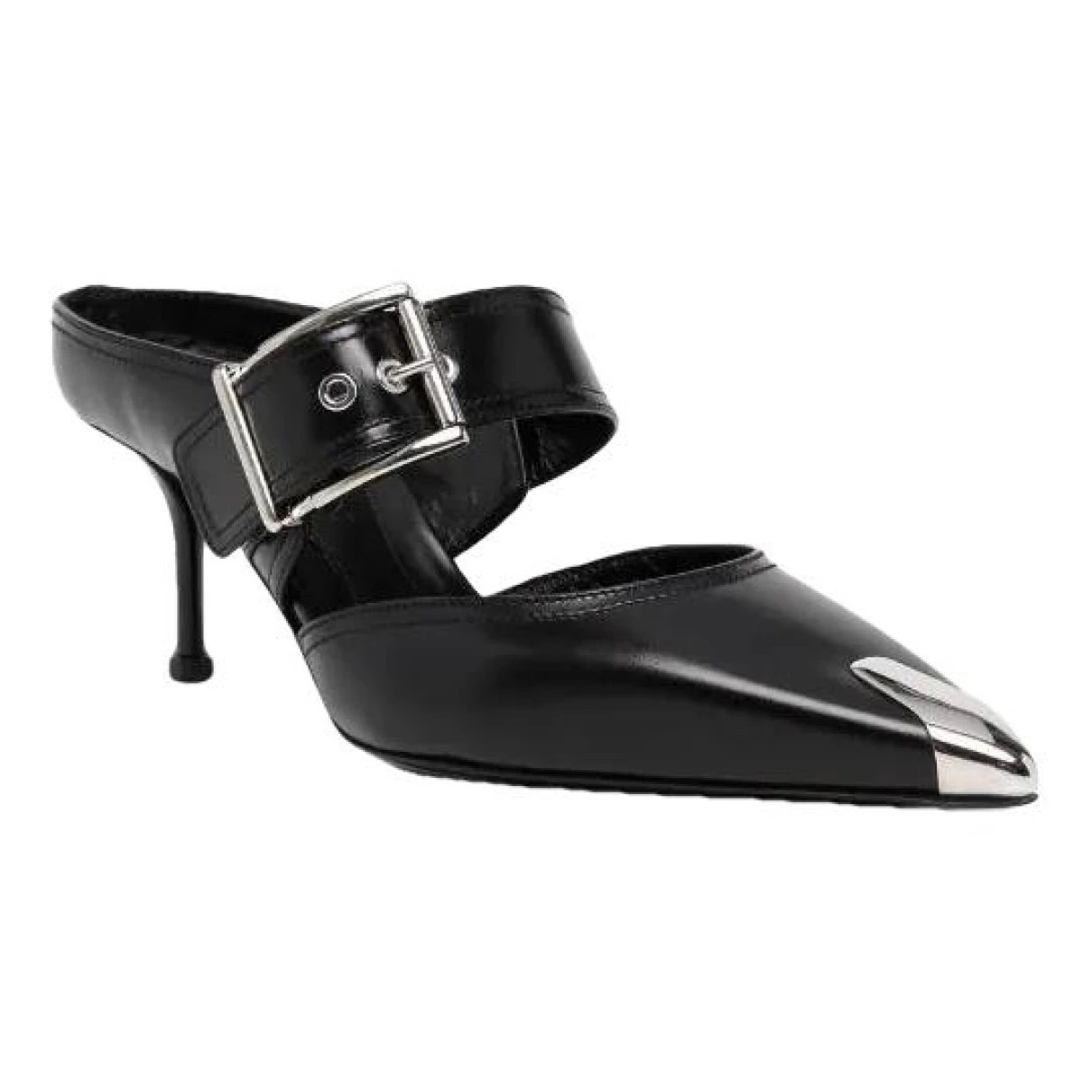 Pre-owned Alexander Mcqueen Leather Mules & Clogs In Black
