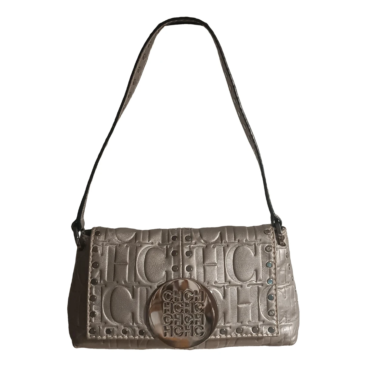 Pre-owned Carolina Herrera Leather Handbag In Silver