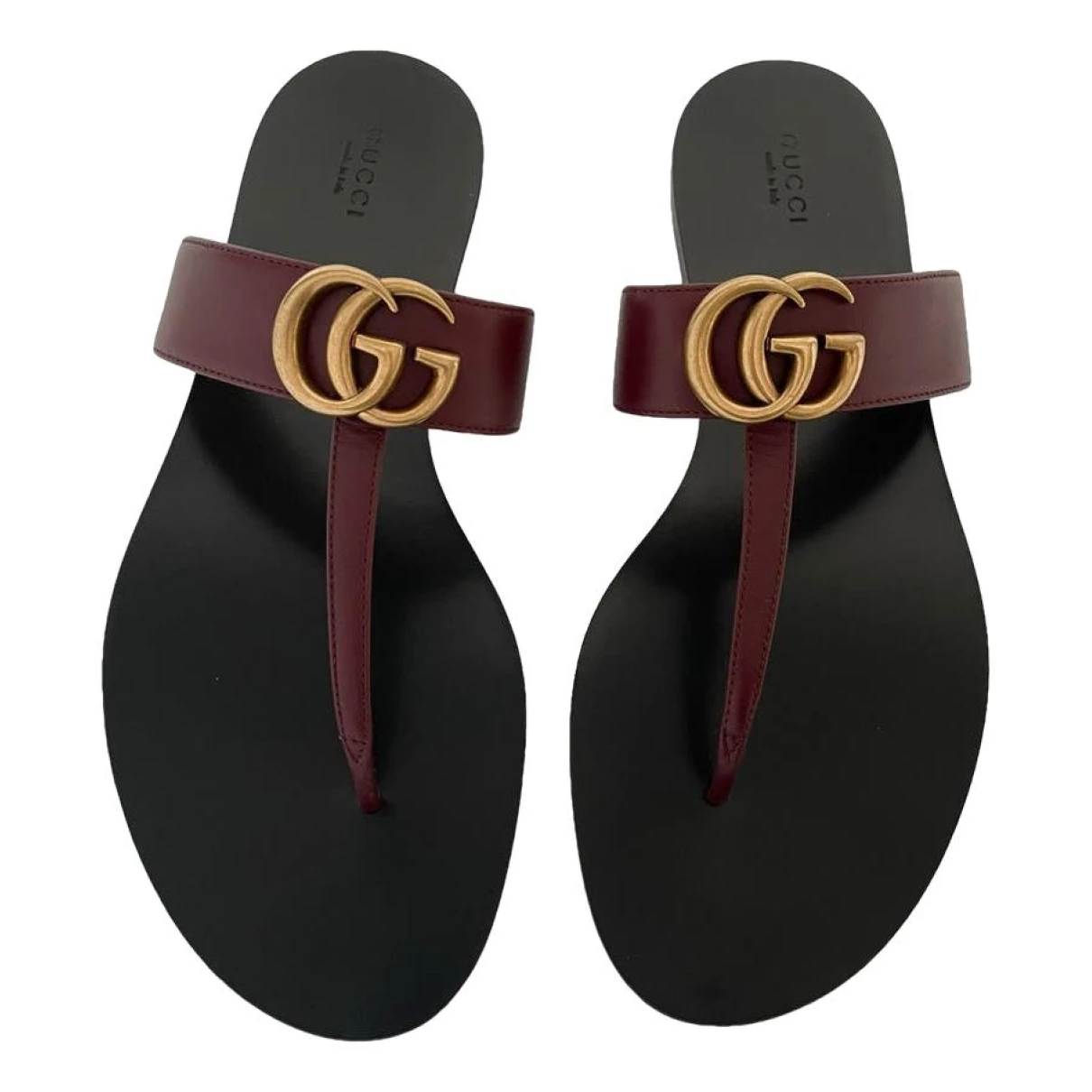 Pre-owned Gucci Marmont Leather Sandal In Purple