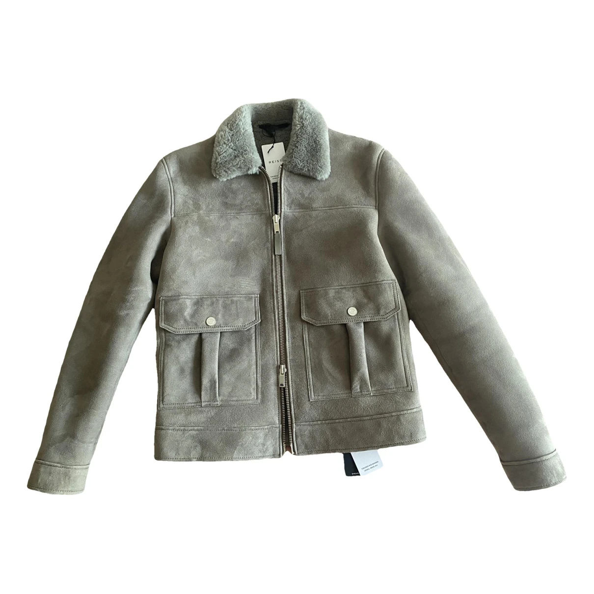Pre-owned Reiss Shearling Jacket In Grey
