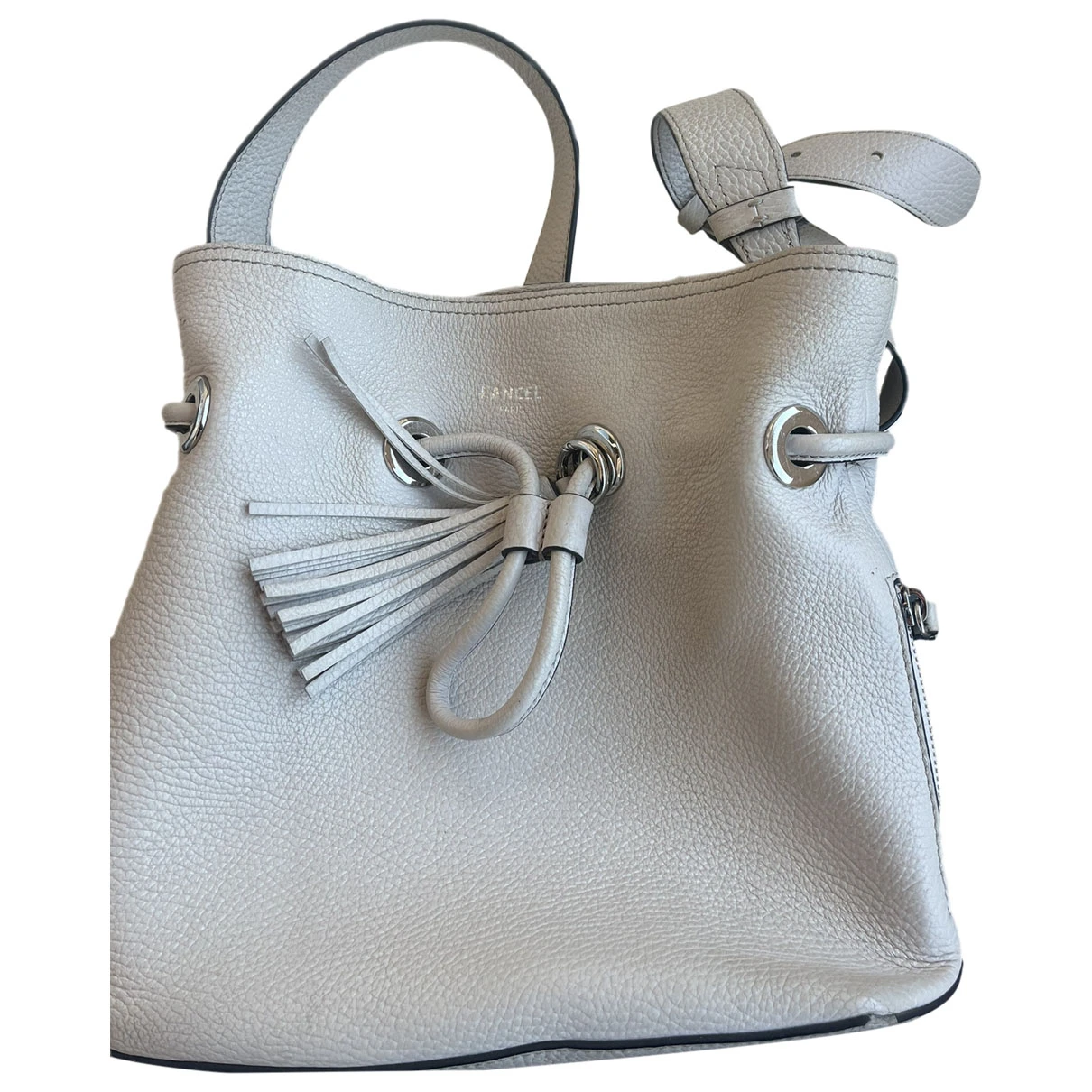 Pre-owned Lancel 1er Flirt Leather Handbag In Grey