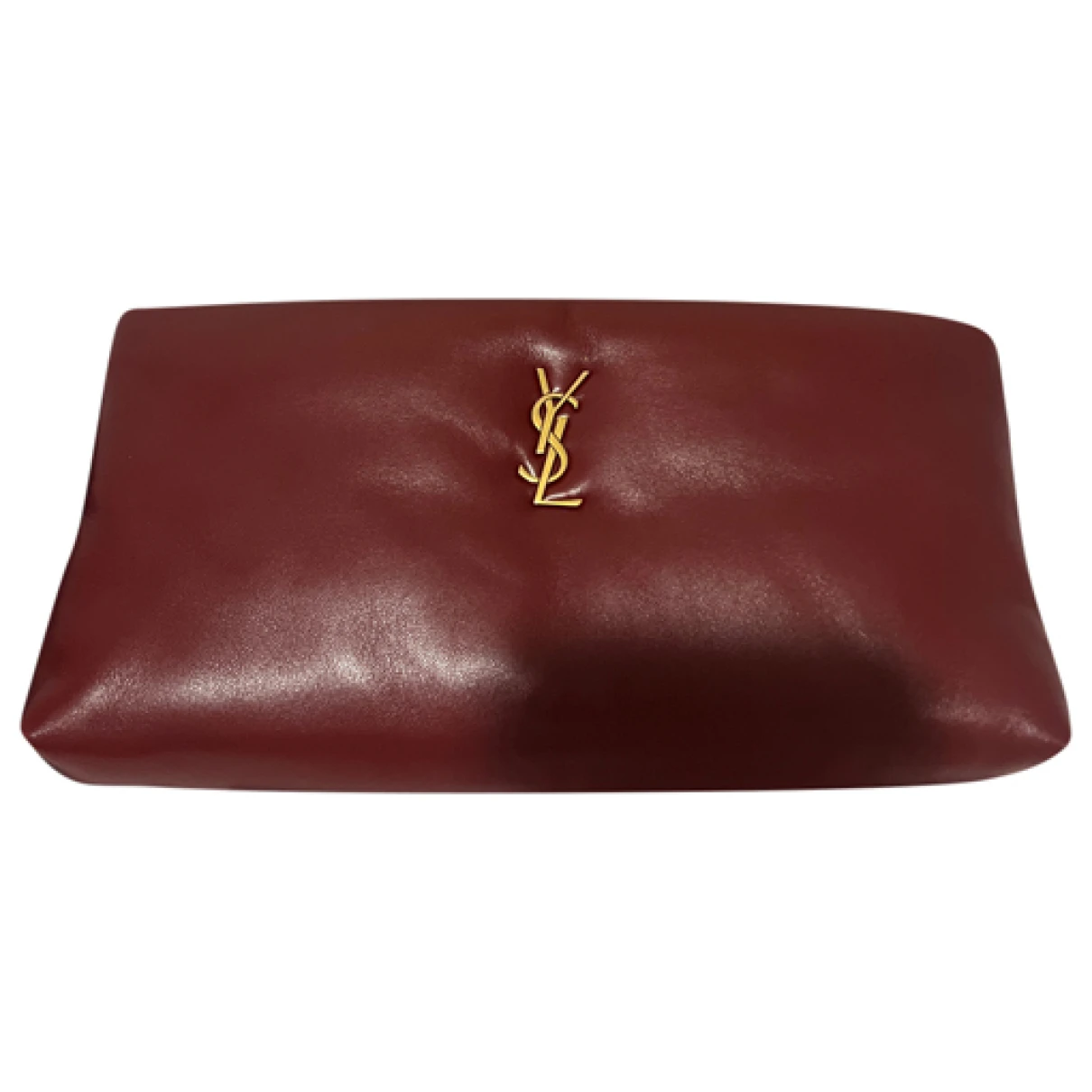 Pre-owned Saint Laurent Leather Clutch Bag In Burgundy