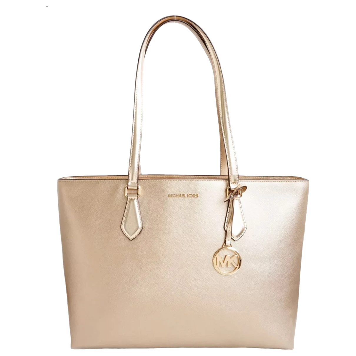 Pre-owned Michael Kors Adele Leather Tote In Gold