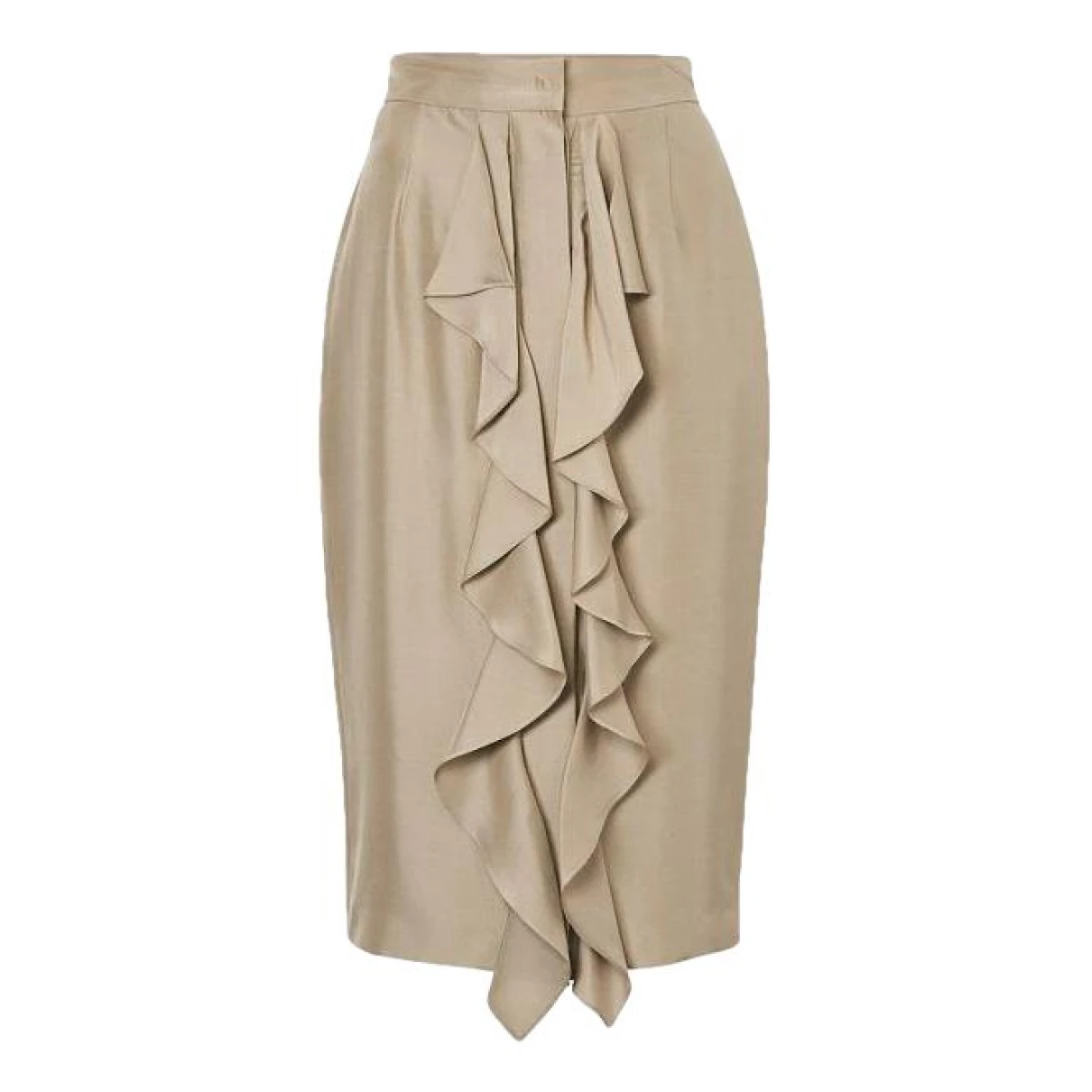 Pre-owned Max Mara Silk Mid-length Skirt In Beige