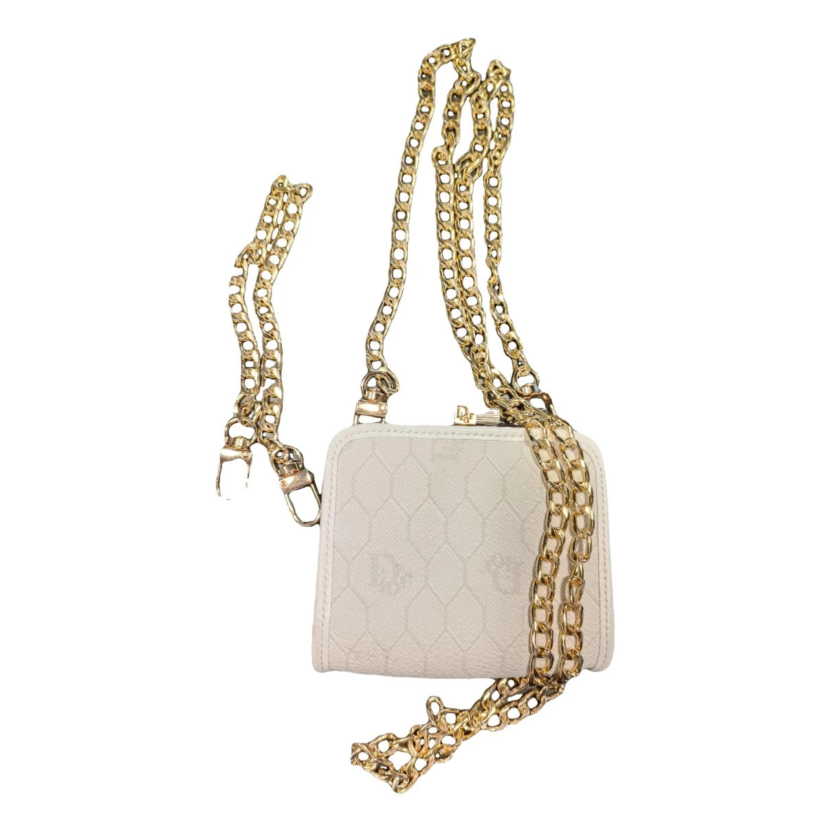 Pre-owned Dior Leather Clutch Bag In White
