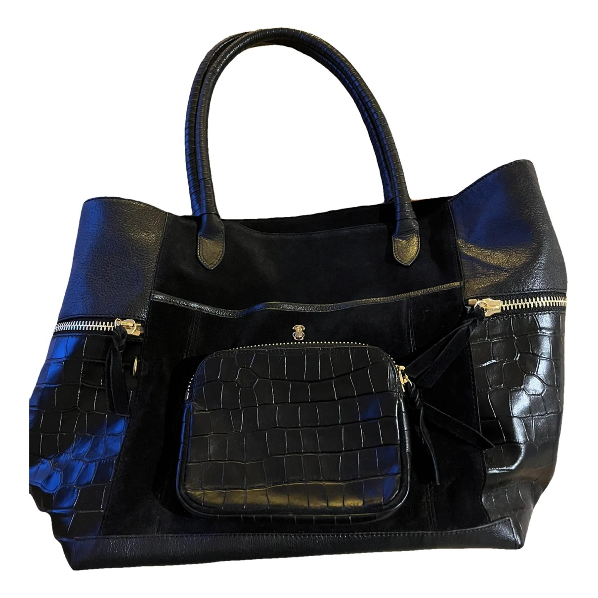 Pre-owned Claris Virot Leather Tote In Black