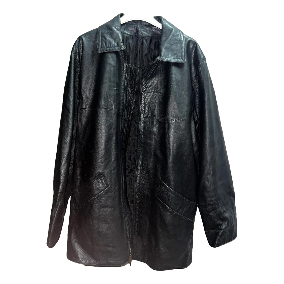 Pre-owned Linea Pelle Leather Biker Jacket In Black