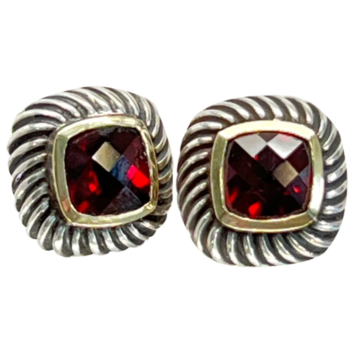 Pre-owned David Yurman Silver Earrings In Red