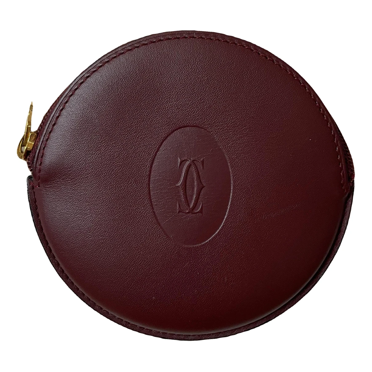 Pre-owned Cartier Leather Purse In Burgundy