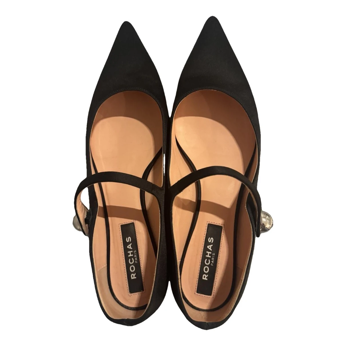 Pre-owned Rochas Leather Ballet Flats In Black