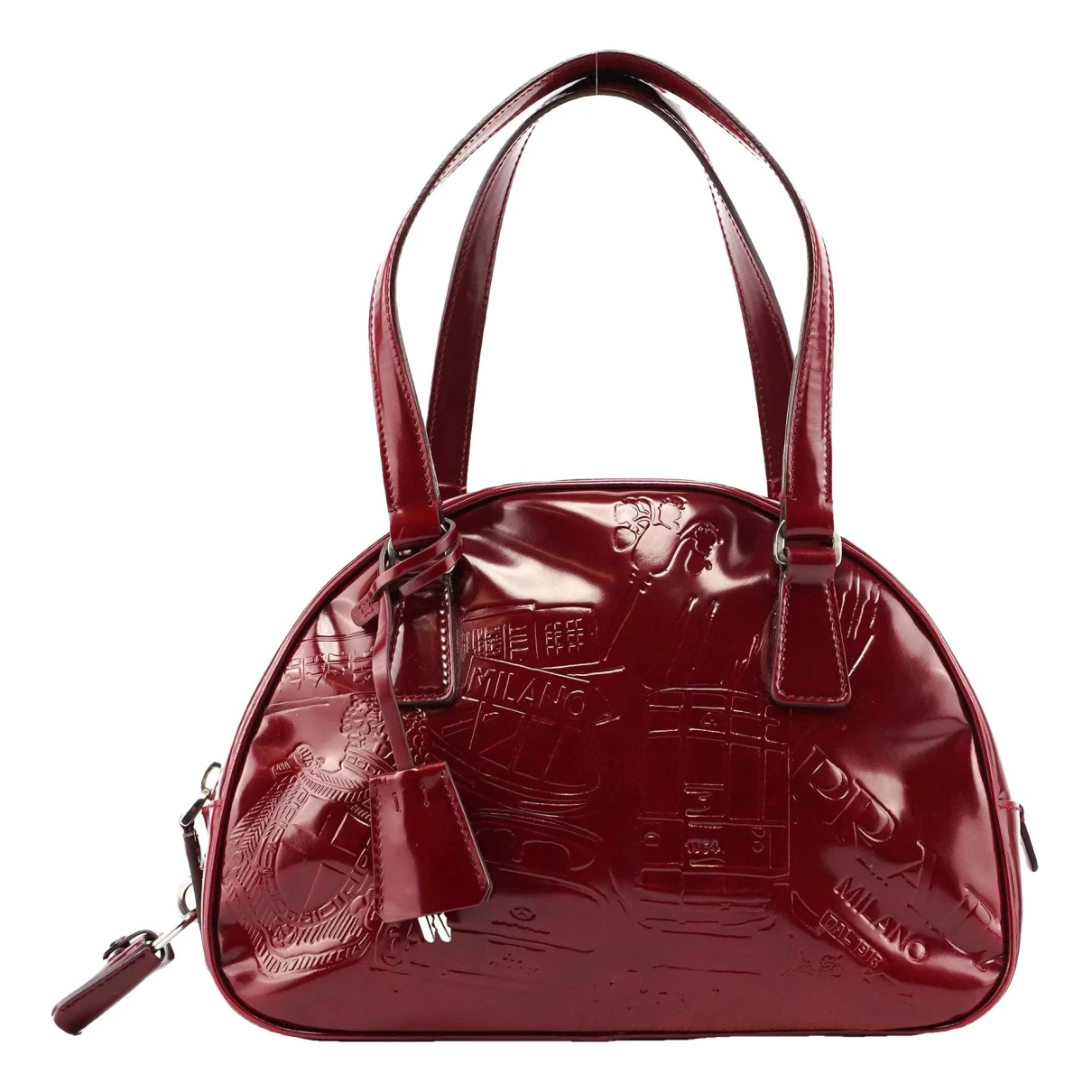 Pre-owned Prada Re-edition 1995 Patent Leather Tote In Burgundy