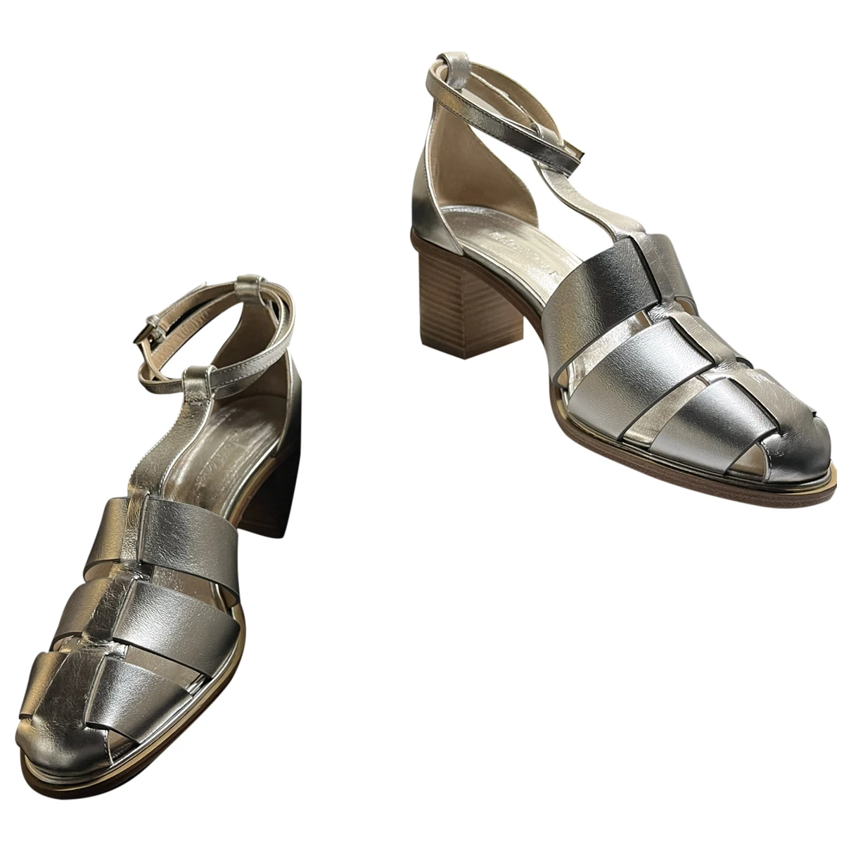 Pre-owned Max Mara Leather Sandal In Silver