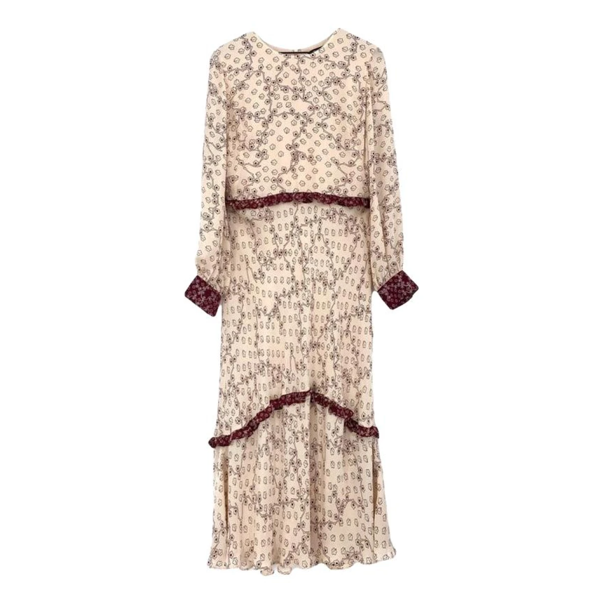 Pre-owned Whistles Silk Mid-length Dress In Beige