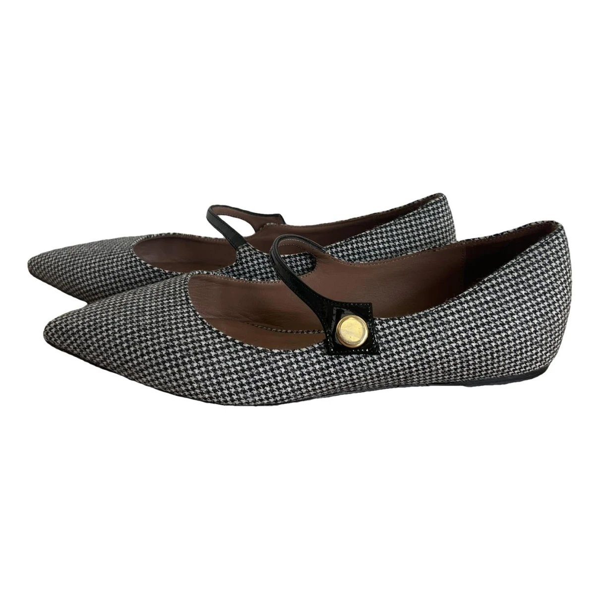 Pre-owned Tabitha Simmons Tweed Flats In Grey