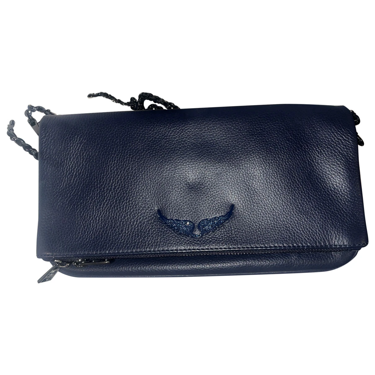 Pre-owned Zadig & Voltaire Rock Leather Clutch Bag In Blue