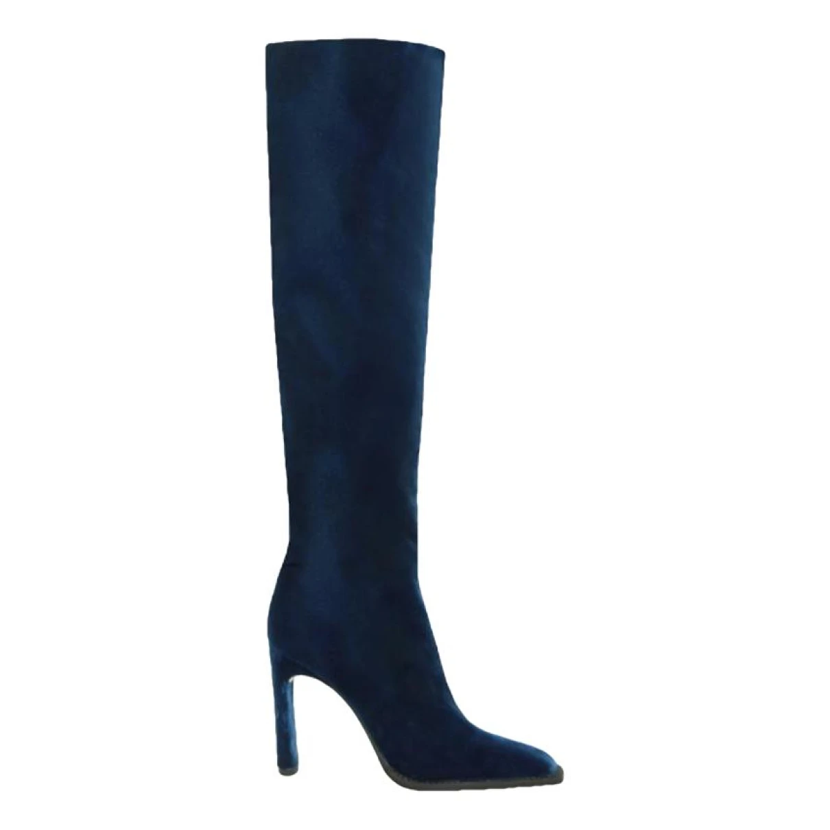 Pre-owned Tamara Mellon Velvet Riding Boots In Blue