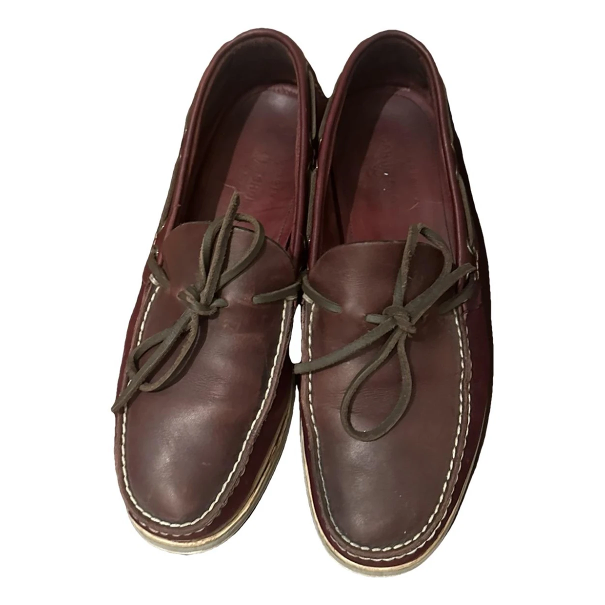 Pre-owned Carshoe Leather Flats In Burgundy