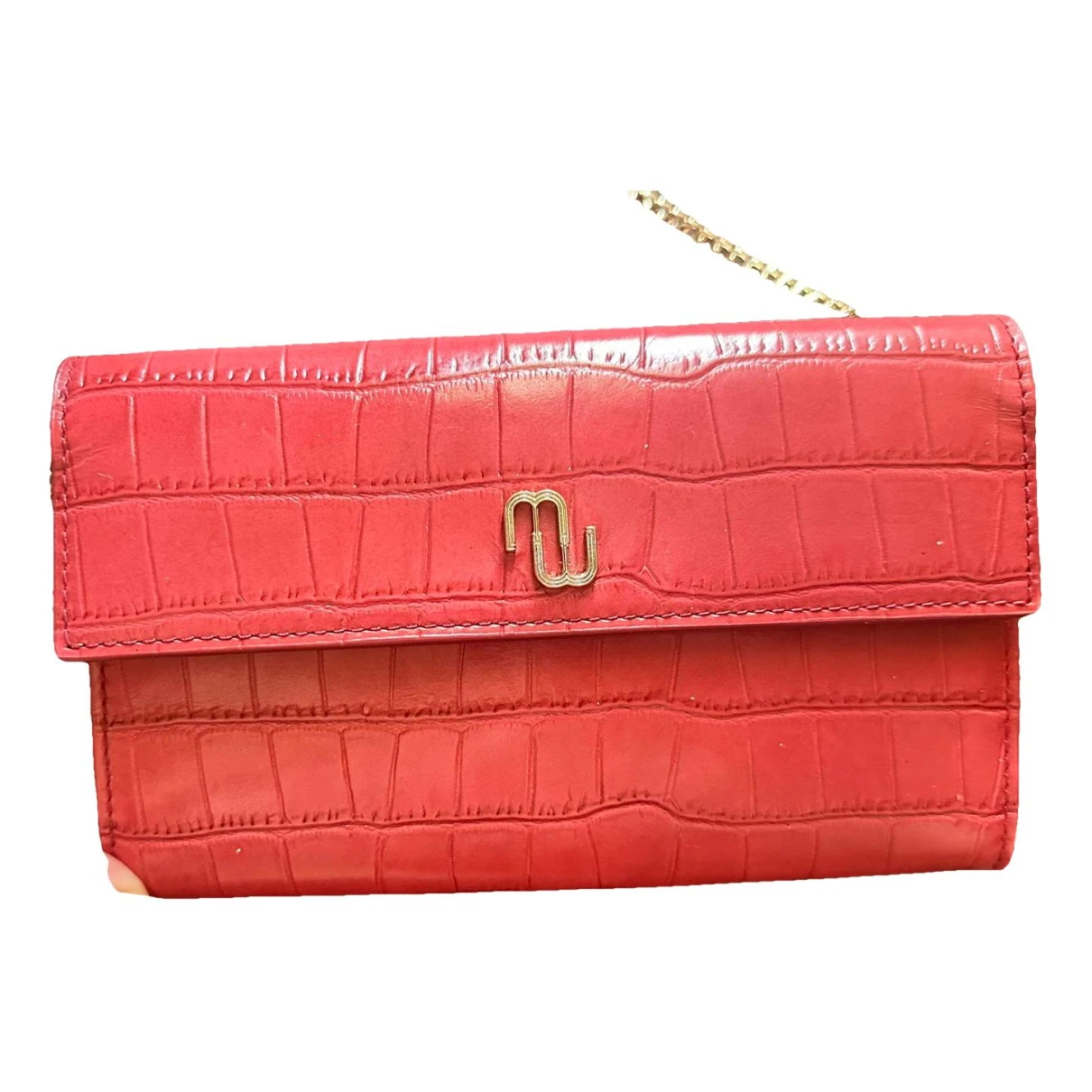 Pre-owned Maje Vegan Leather Clutch Bag In Pink