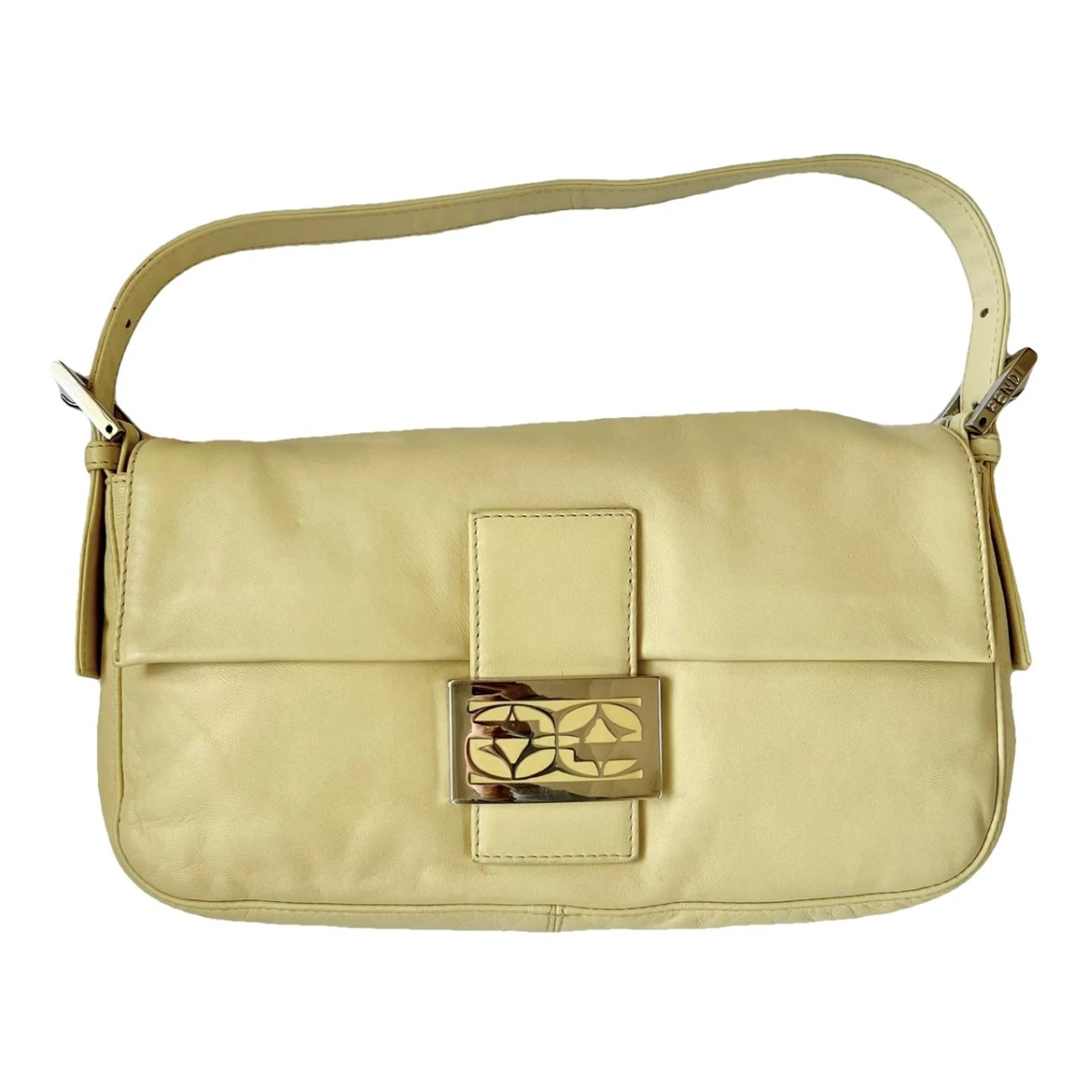 Pre-owned Fendi Baguette Leather Handbag In Yellow