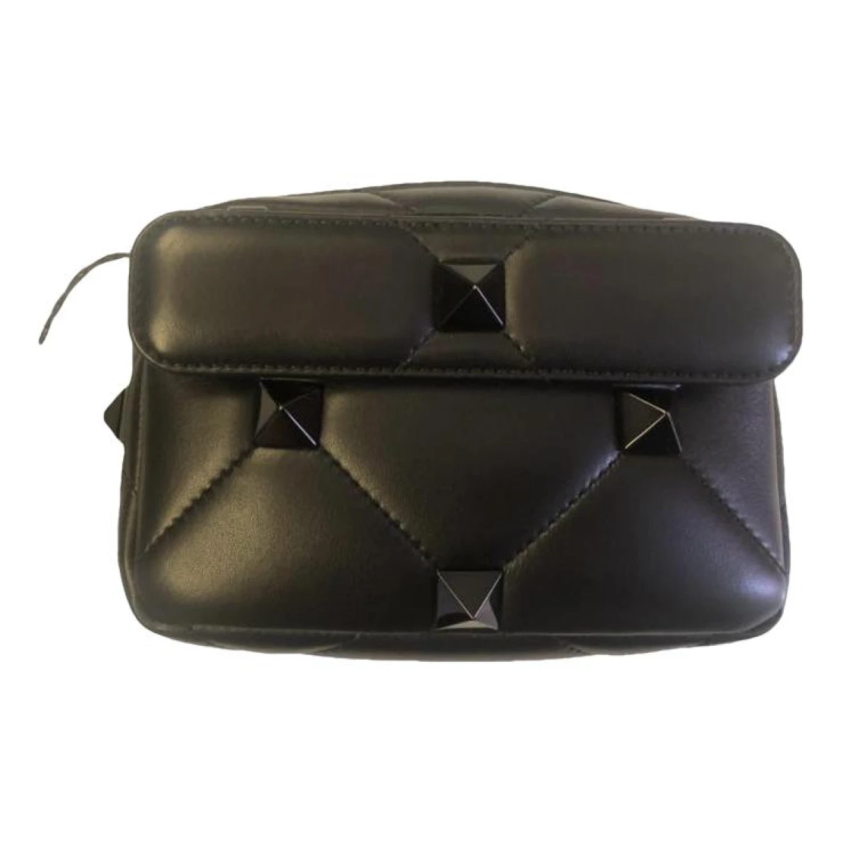 Pre-owned Valentino Garavani Roman Stud Leather Crossbody Bag In Black