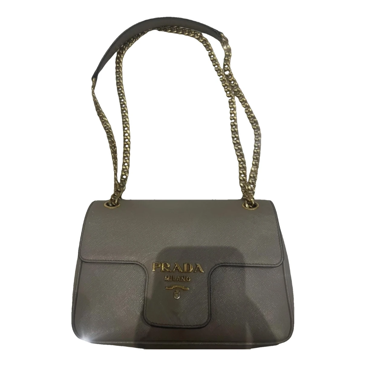 Pre-owned Prada Diagramme Leather Crossbody Bag In Beige