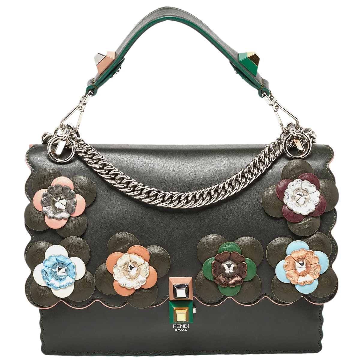 Pre-owned Fendi Leather Bag In Green