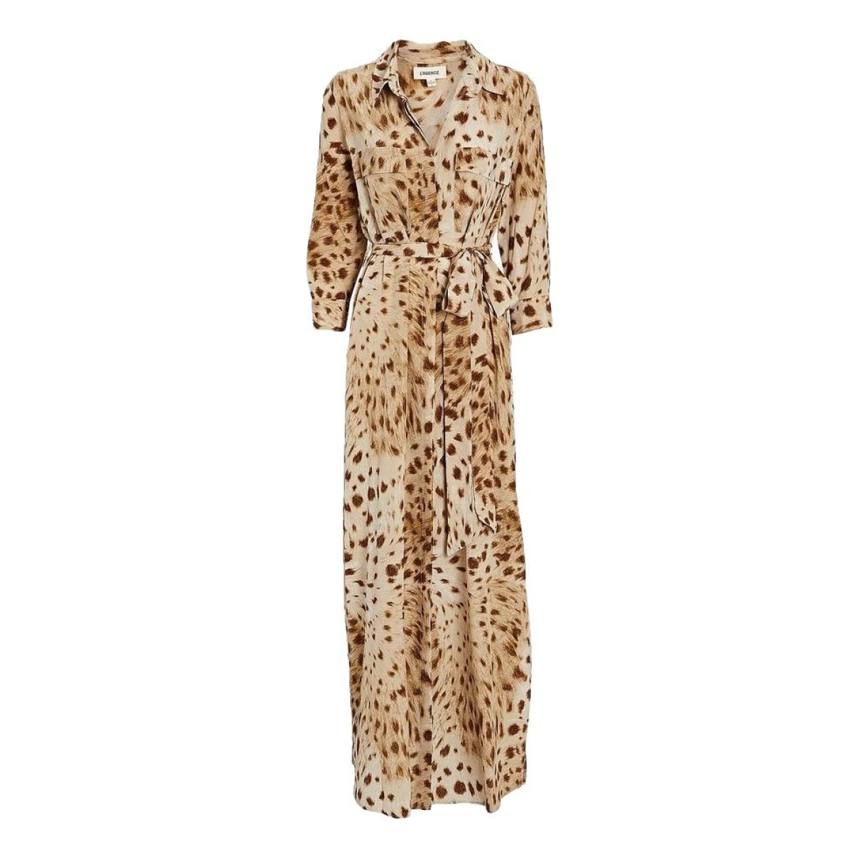 Pre-owned L Agence Silk Maxi Dress In Beige