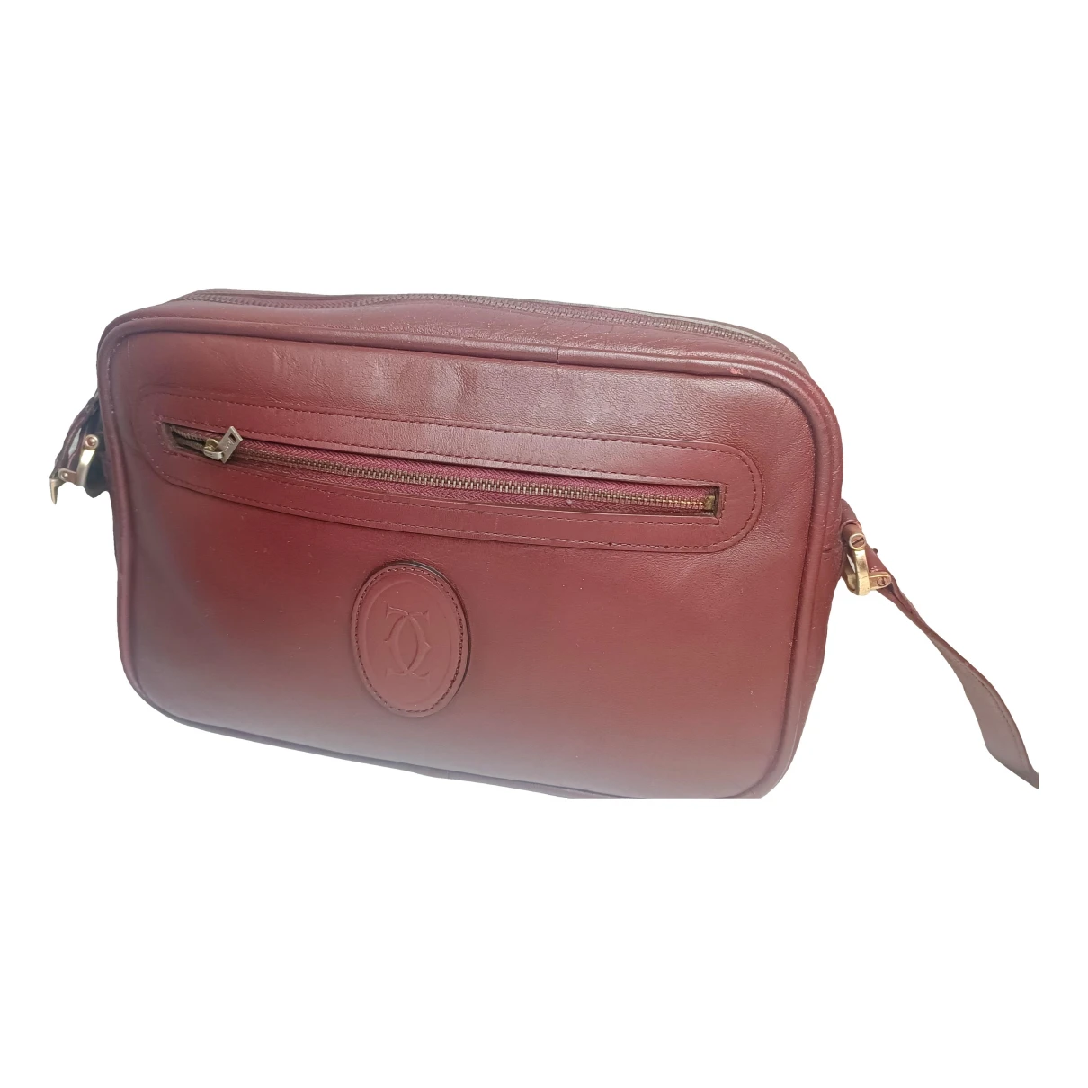 Pre-owned Cartier Leather Crossbody Bag In Burgundy