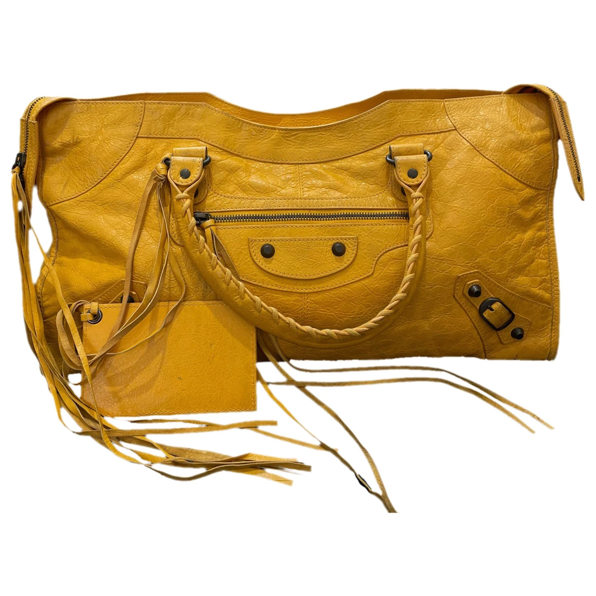 Pre-owned Balenciaga City Leather Handbag In Yellow