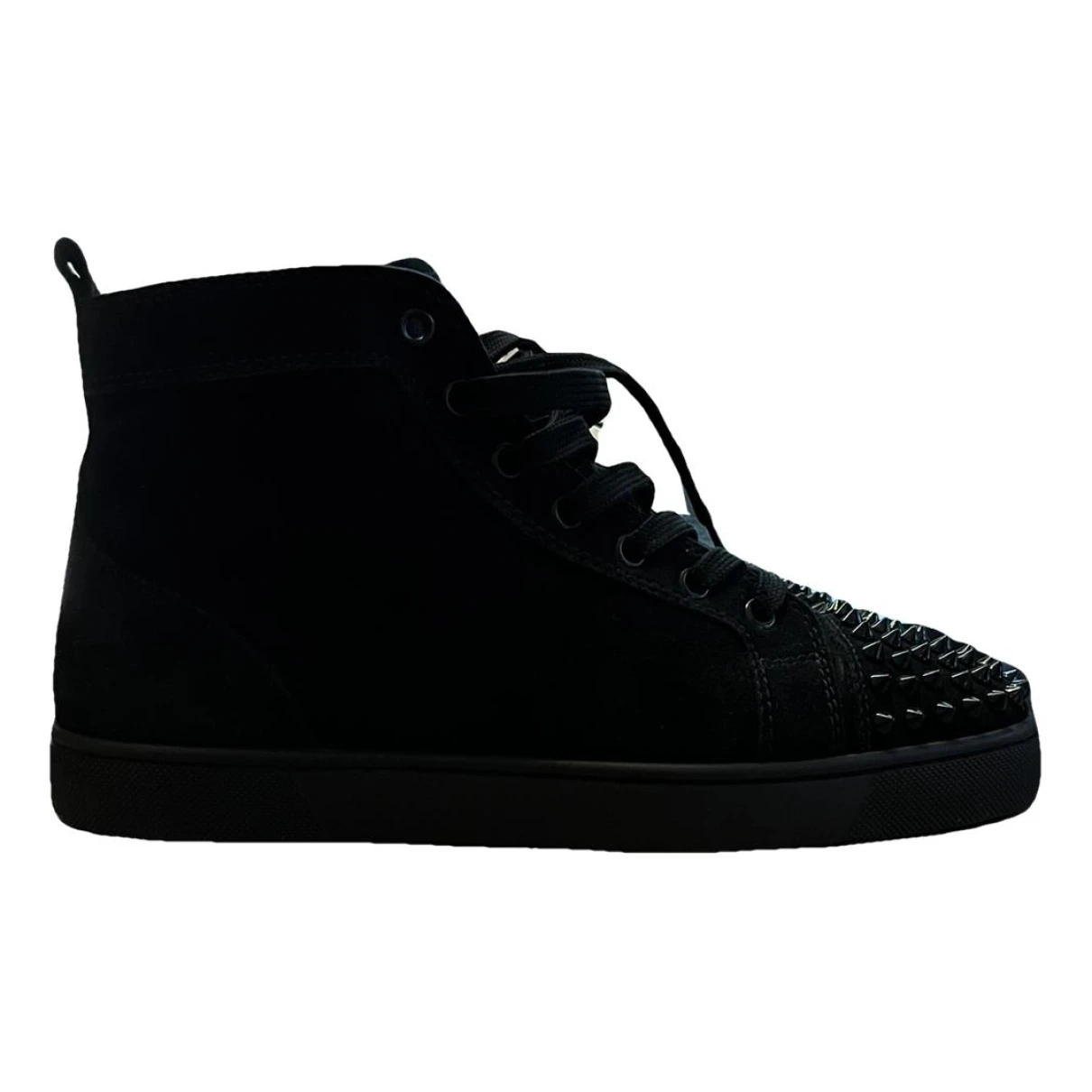 Pre-owned Christian Louboutin Louis Junior Spike Trainers In Black