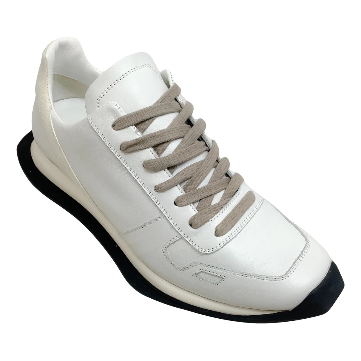 Pre-owned Rick Owens Leather Trainers In White