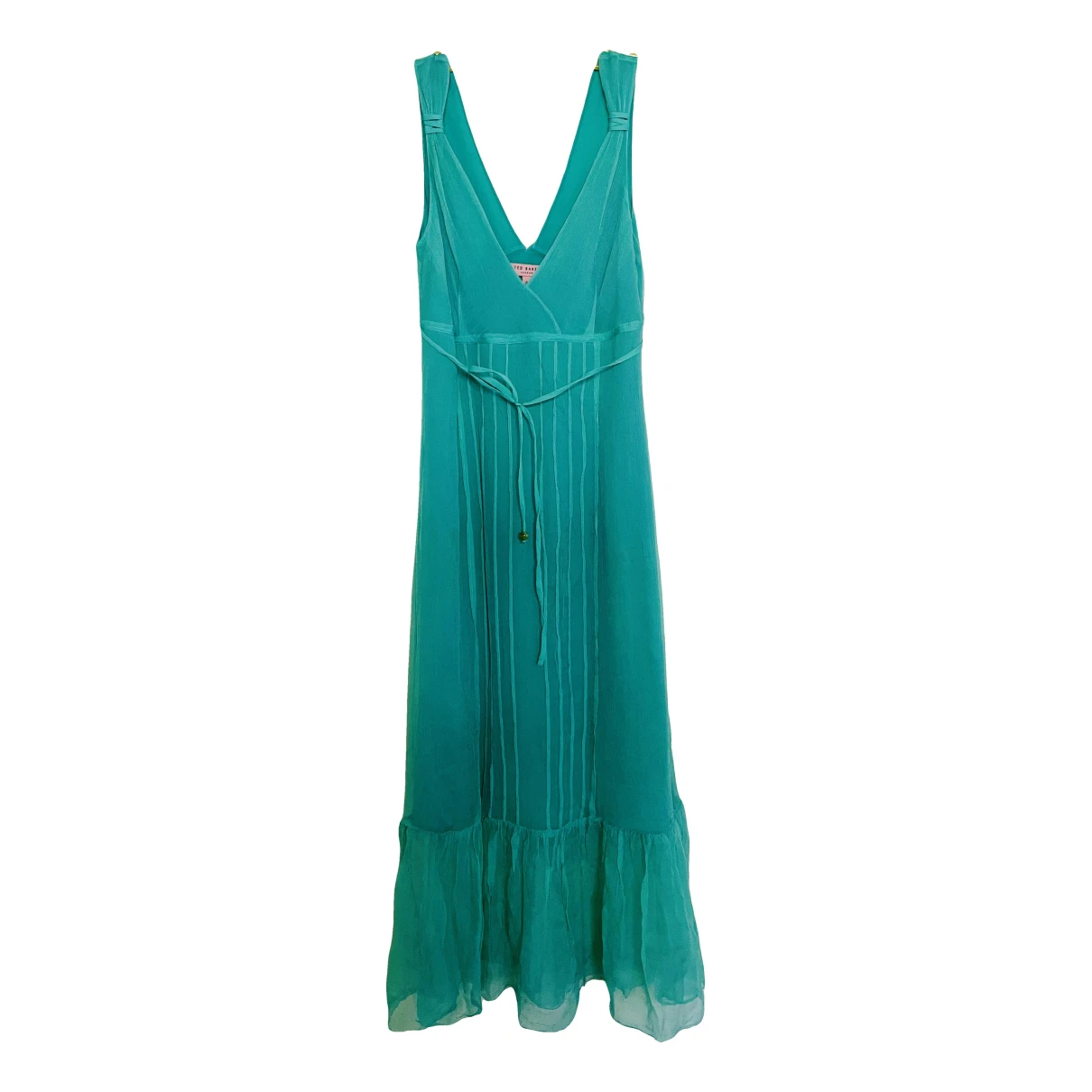 Pre-owned Ted Baker Silk Maxi Dress In Green