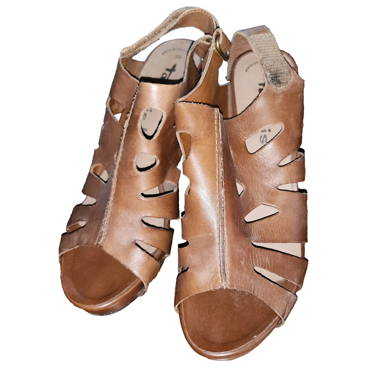Pre-owned Tamaris Leather Sandal In Brown