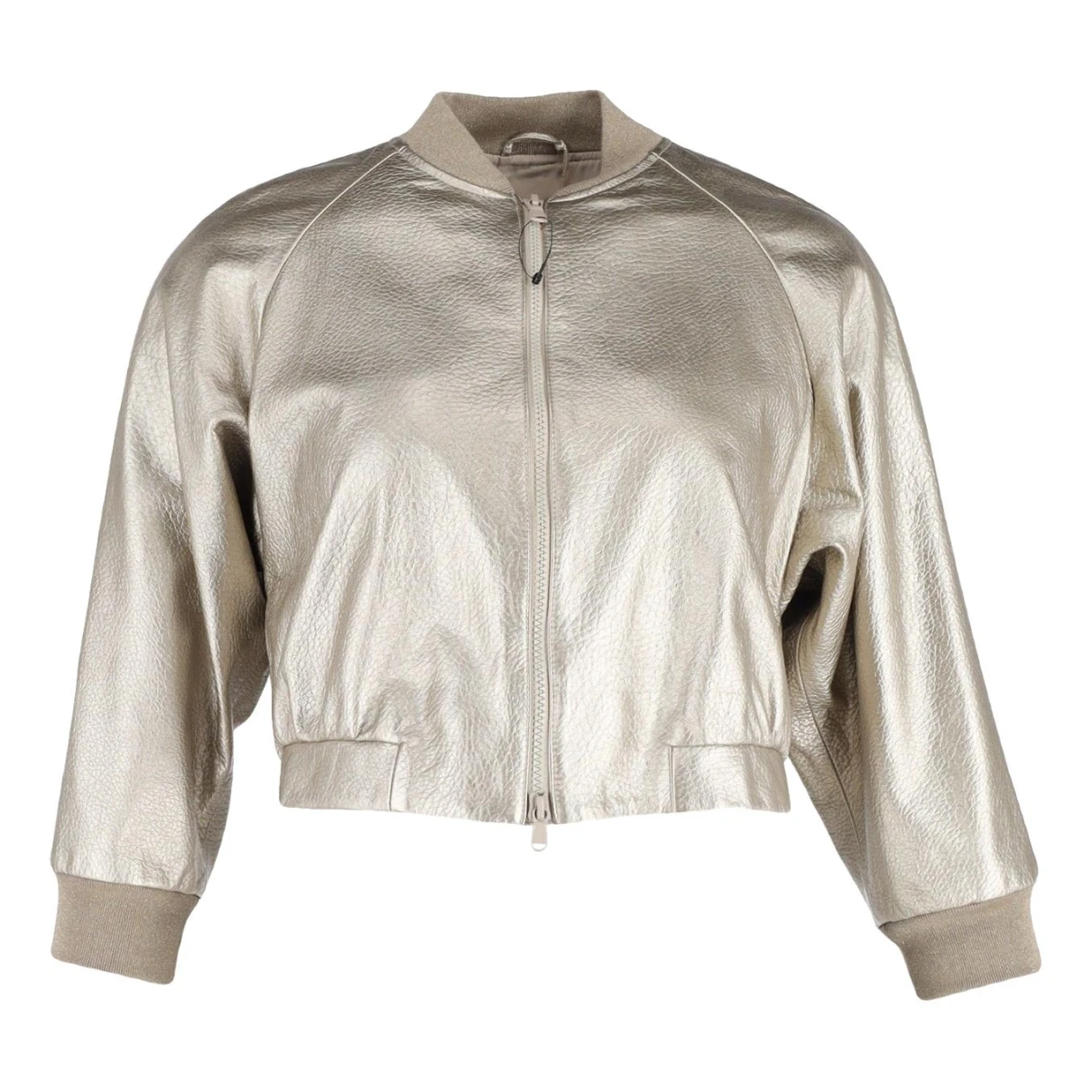 Pre-owned Brunello Cucinelli Leather Jacket In Gold