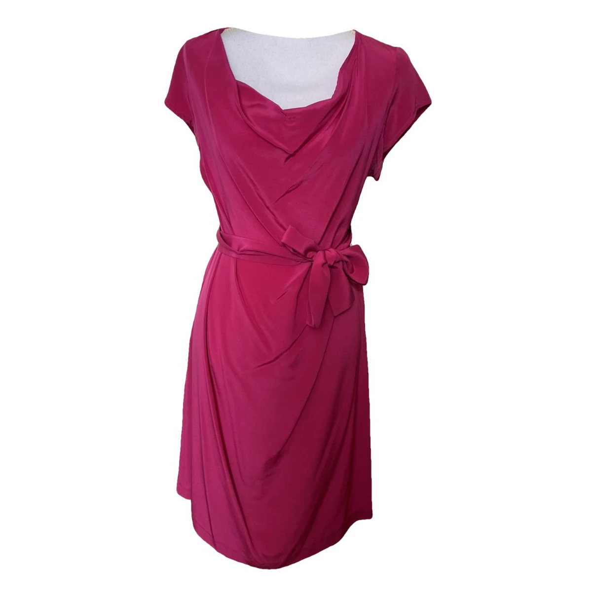 Pre-owned Anna Silk Mid-length Dress In Pink
