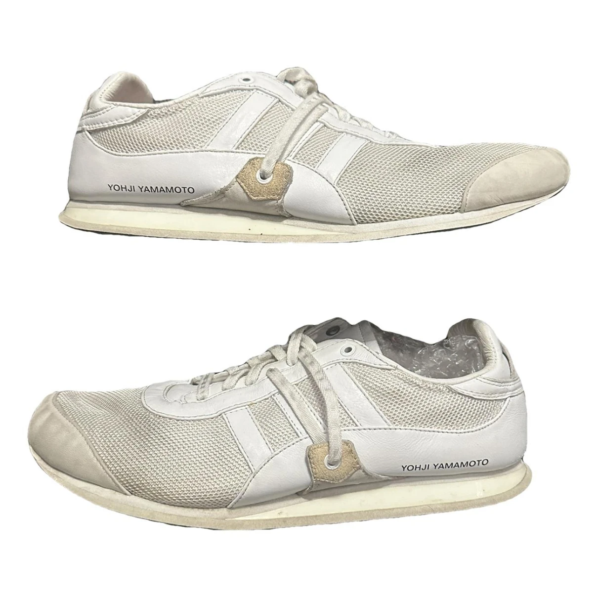 Pre-owned Y-3 By Yohji Yamamoto Leather Low Trainers In White