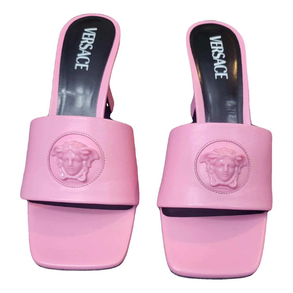 Pre-owned Versace Patent Leather Mules & Clogs In Pink