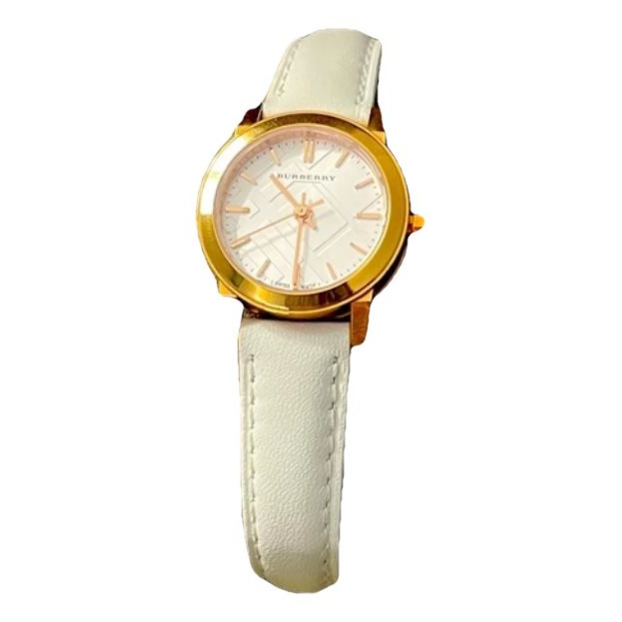 Pre-owned Burberry Pink Gold Watch In White