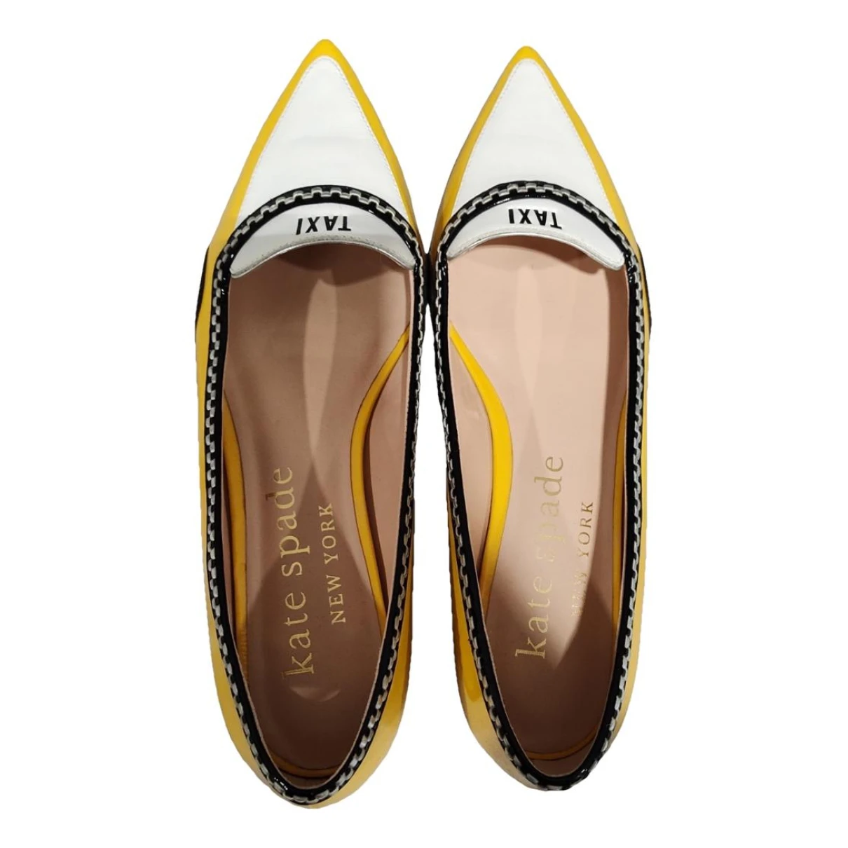 Pre-owned Kate Spade Patent Leather Flats In Yellow