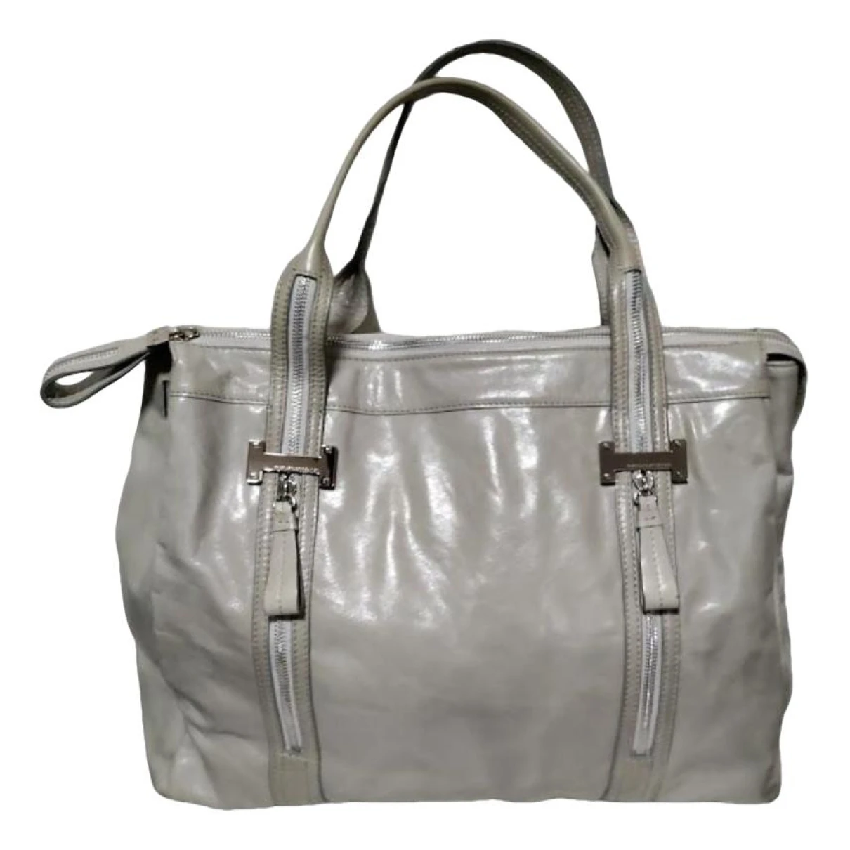 Pre-owned French Connection Leather Handbag In Grey