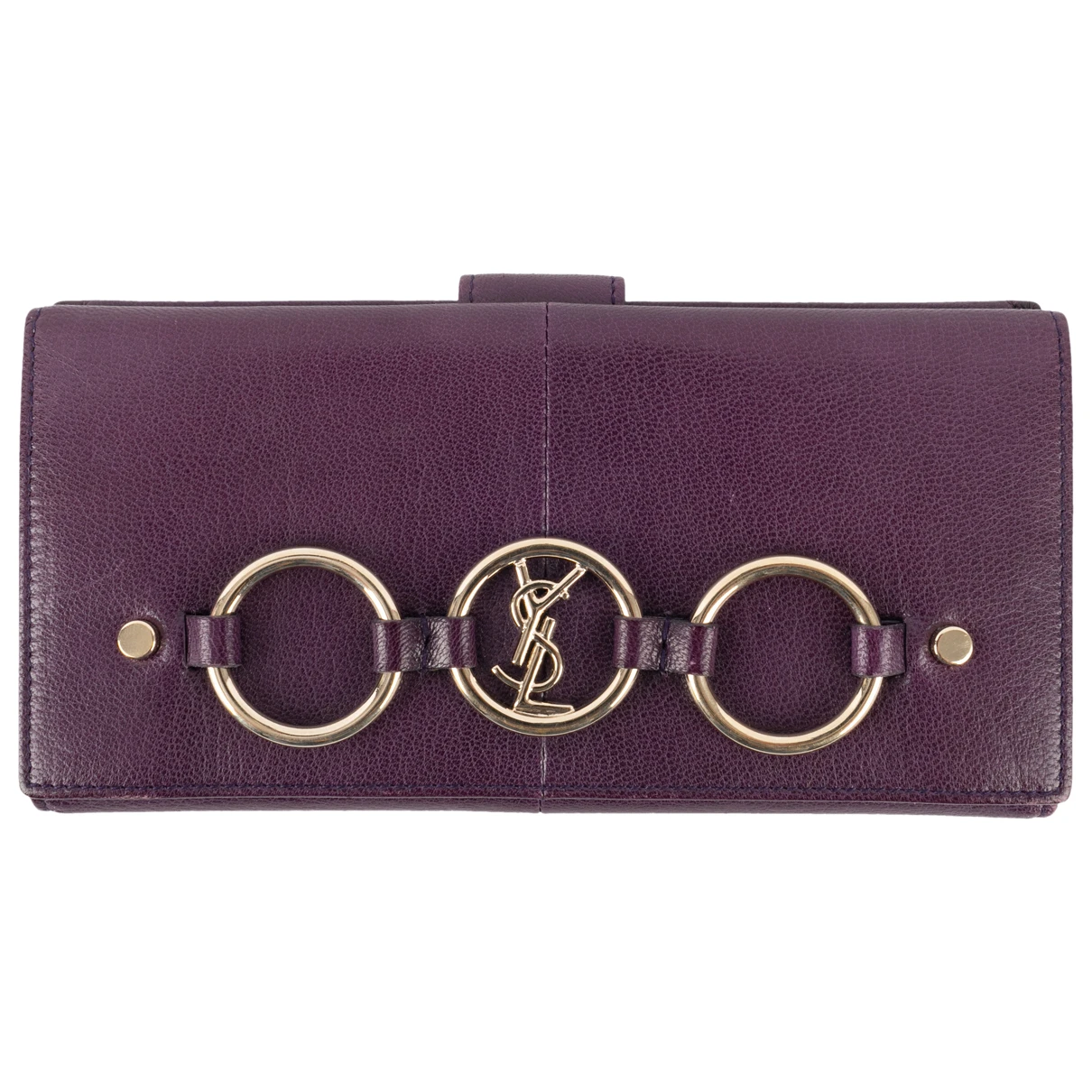 Pre-owned Saint Laurent Leather Wallet In Purple